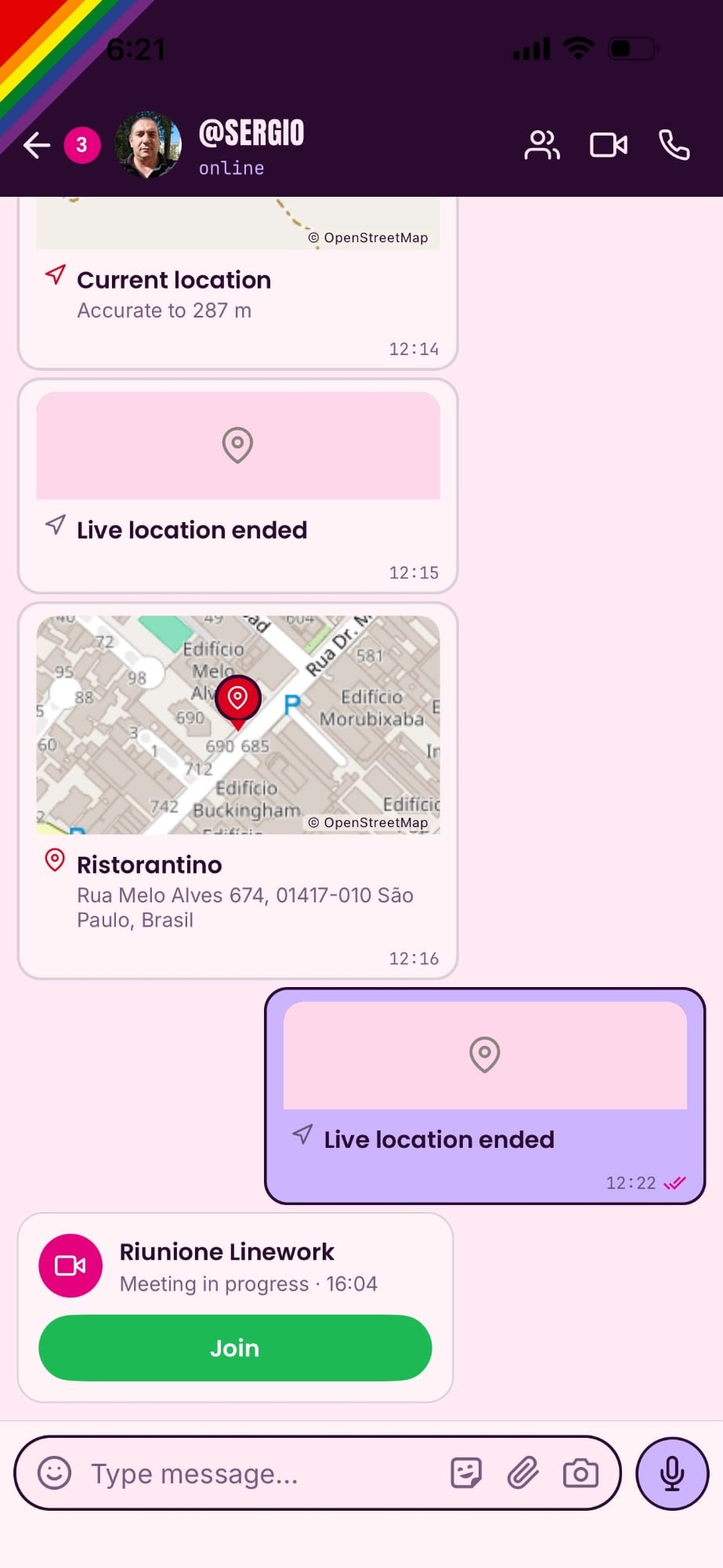 Chat with places, location and Linework Meet