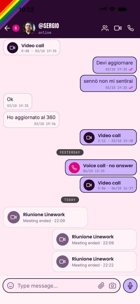 Chat with video calls and Linework Meet meetings
