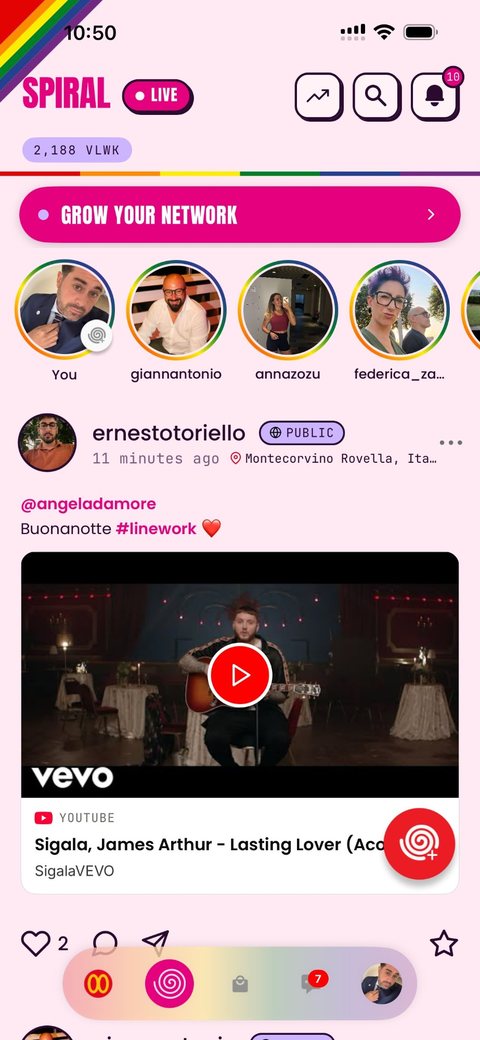 Spiral feed in Pink Mode