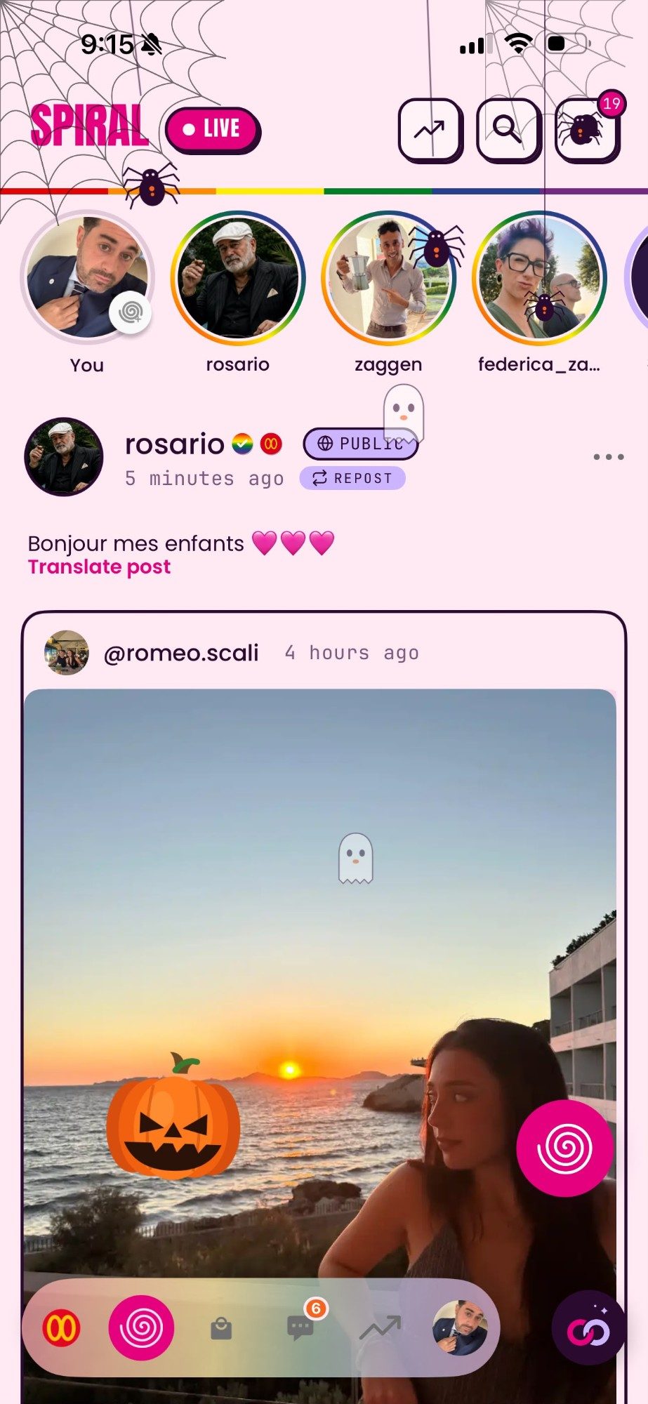 The Spiral feed with stories in the Linework app